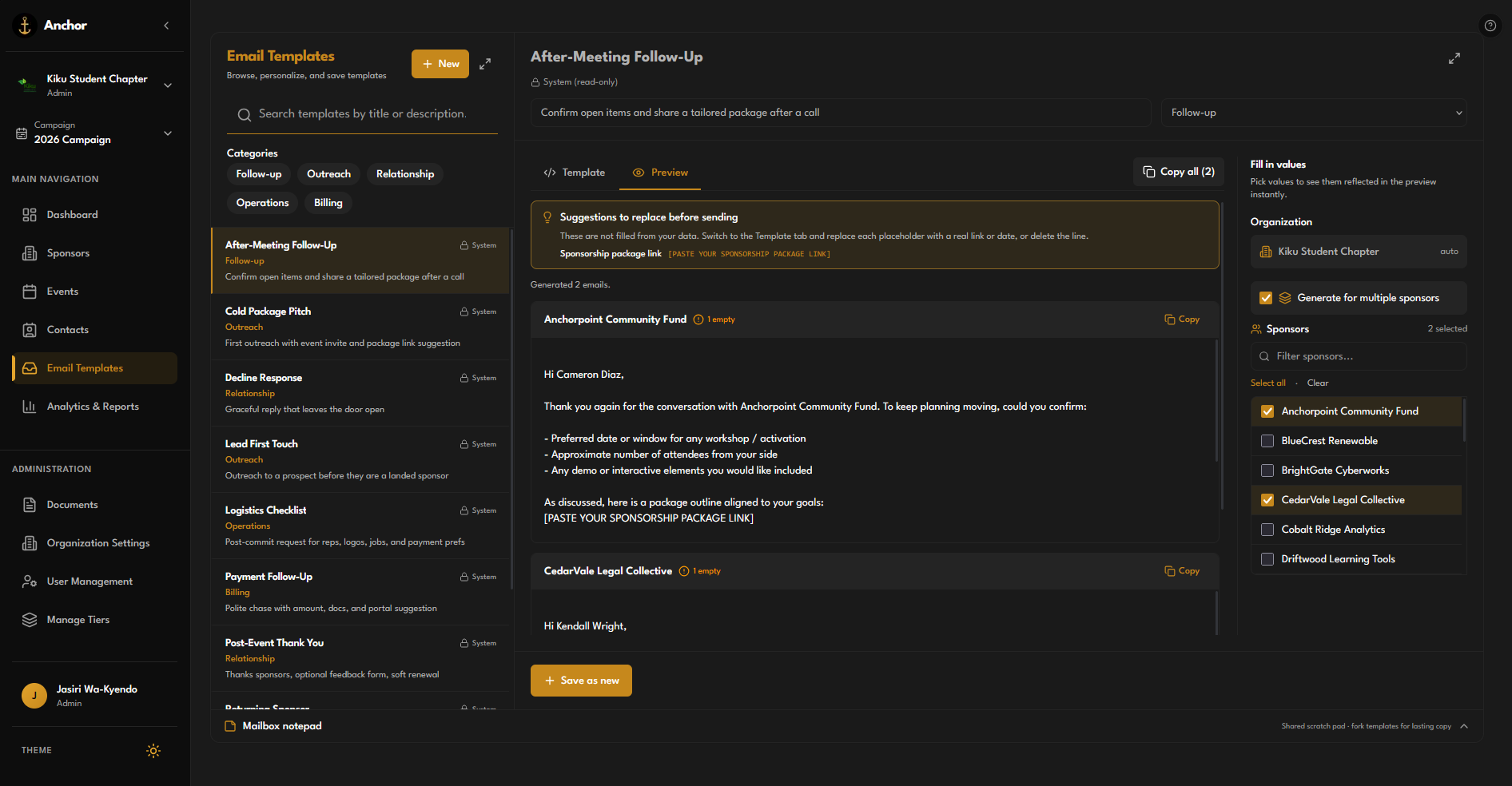 Anchor screenshot for: Write Better Emails & Follow Up